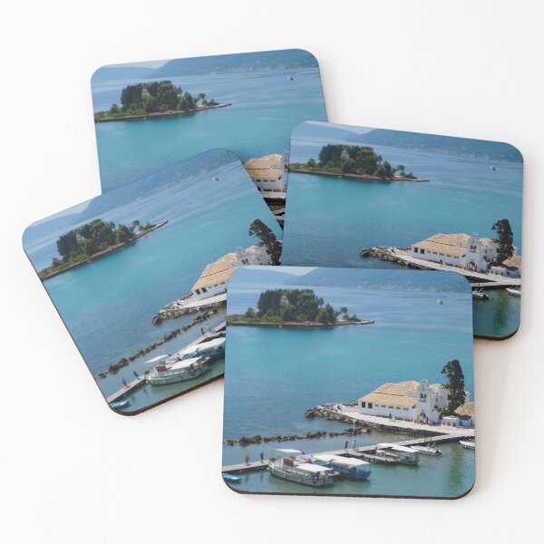 Item preview, Iconic Vlacherna monastery surrounded by water - birdseye view - Corfu designed and sold by VadimK.