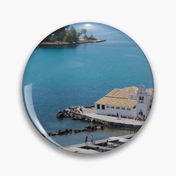 Item preview, Iconic Vlacherna monastery surrounded by water - birdseye view - Corfu designed and sold by VadimK.