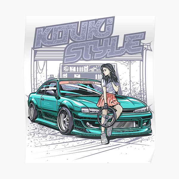 Nissan Silvia S14 Kouki Style, Japanese Race car, JDM Tee, sr20, Car Fan, Car Guy Gift Idea, Car Enthusiasts, Car Lover Poster, Gift For Mechanic Poster