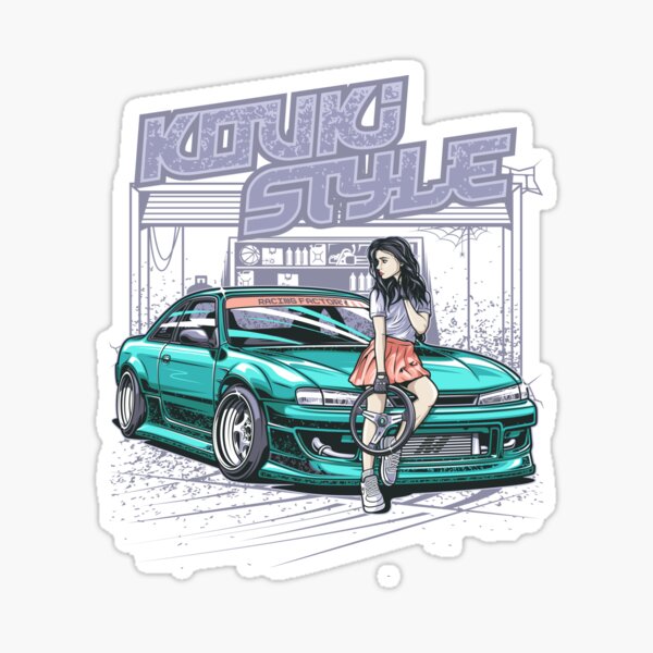Nissan Silvia S14 Kouki Style, Japanese Race car, JDM Tee, sr20, Car Fan, Car Guy Gift Idea, Car Enthusiasts, Car Lover Poster, Gift For Mechanic Sticker