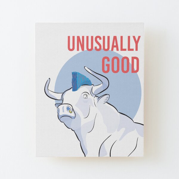 Unusually Good Odd Blue Bull Design Wood Mounted Print