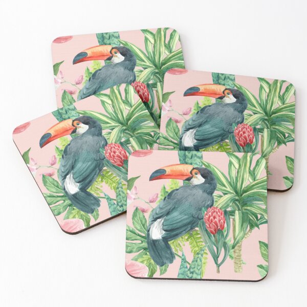 Item preview, Tropical flower with bird watercolor painting  designed and sold by Artcraft-Ink.