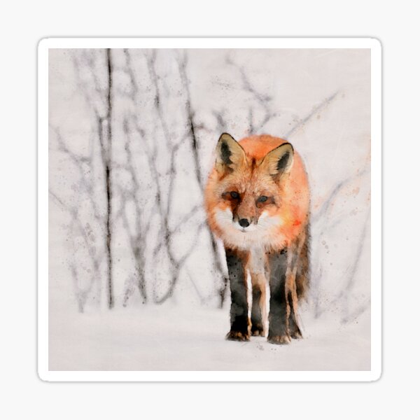 Red Fox Watercolor Sticker