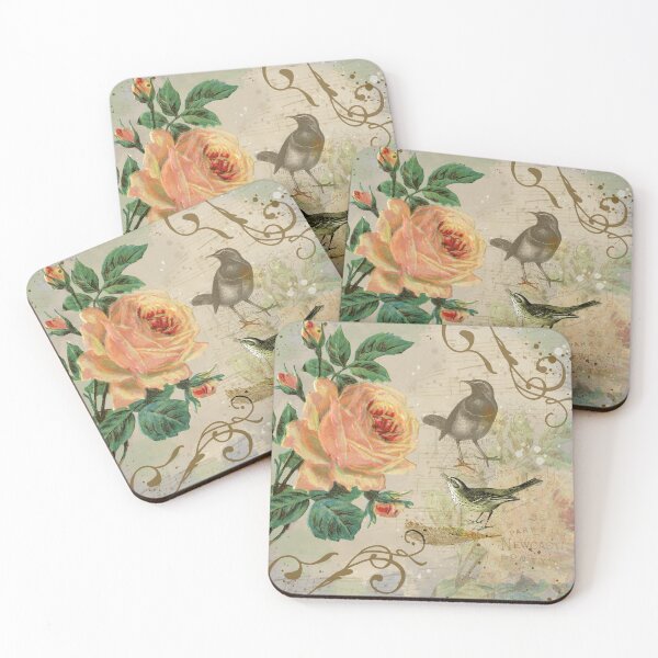 Item preview, Vintage Floral Roses and Birds designed and sold by FishHuntLife.
