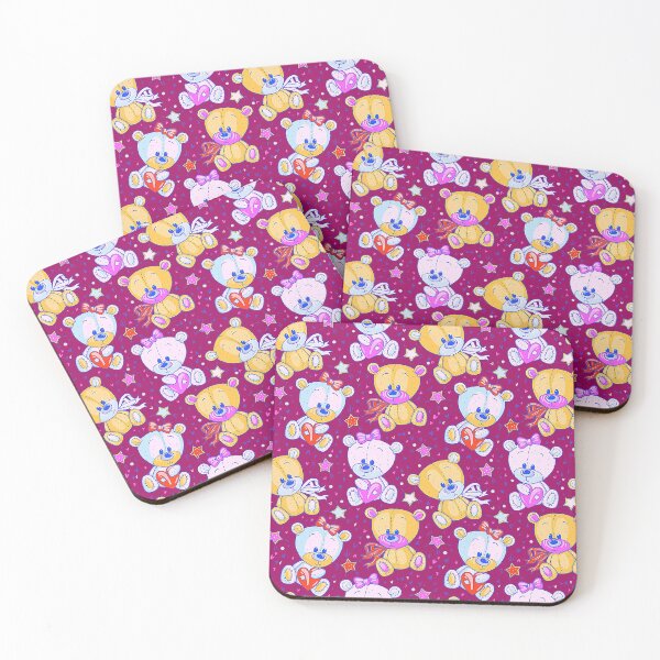 Item preview, Cute, Cuddly, Colorful Teddy Bear Pattern (Magenta Background) designed and sold by Rosinda.