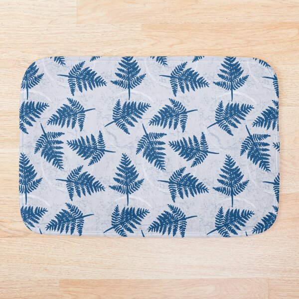 Item preview, Pattern of blue fern leaves on a light blue background designed and sold by colorofmagic.