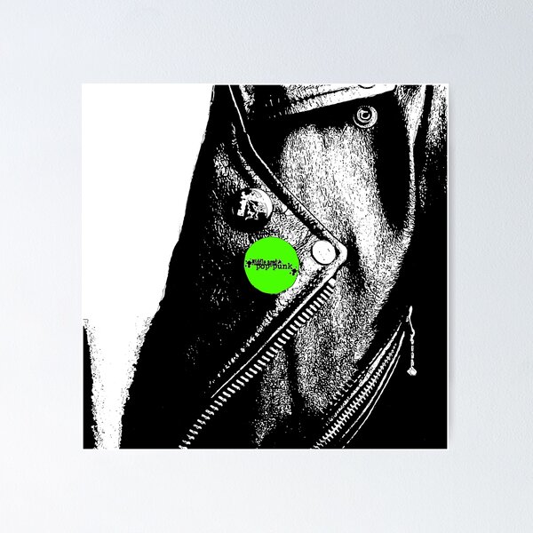 Item preview, Middle Aged Pop Punk Leather Jacket (Green Pin) designed and sold by Getonboardman.