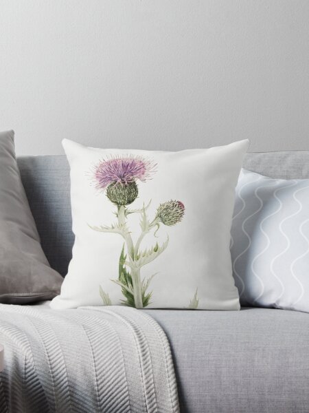 Item preview, thistle flower watercolour botanical botanic bloom purple designed and sold by Day-Z19.