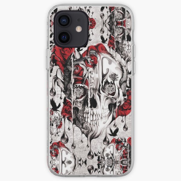 Melt down grunge rose skull iPhone Soft Case