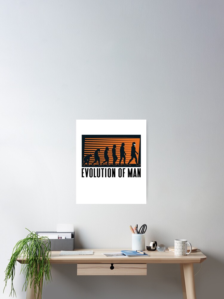Imagen 2 de 3, Póster con la obra Evolution Of Man Wearing A Mask Social Distancing Mask Gear, diseñada y vendida por DynamicDesign.