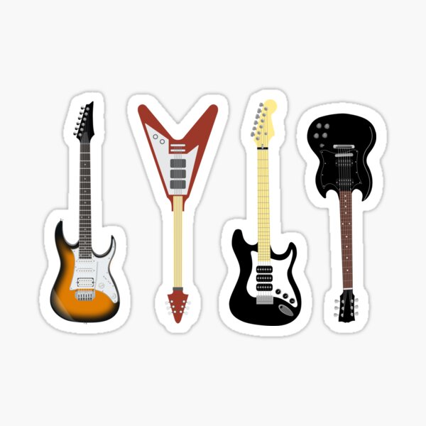 Artikel-Vorschau von Rock and Roll-Gitarren-Aufkleberpaket, designt und verkauft von 12BarTees.