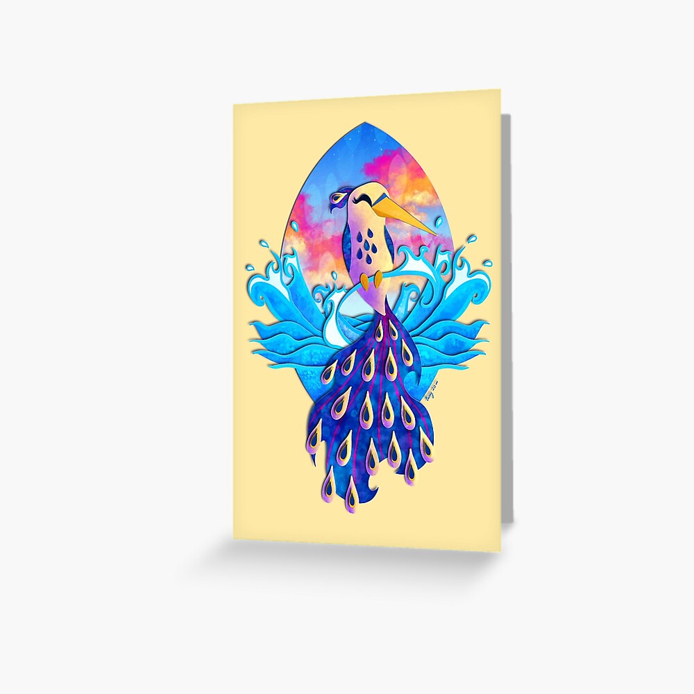 Sunset Ocean Hummingbird Greeting Card