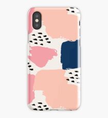 Pink, Navy and Black Abstract iPhone Case