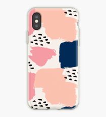 Pink, Navy and Black Abstract iPhone Case