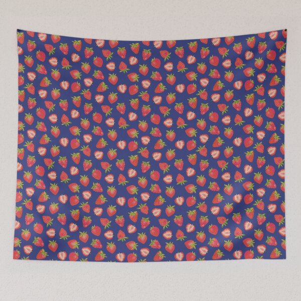 Item preview, Strawberries on blue designed and sold by ZoeChapman.