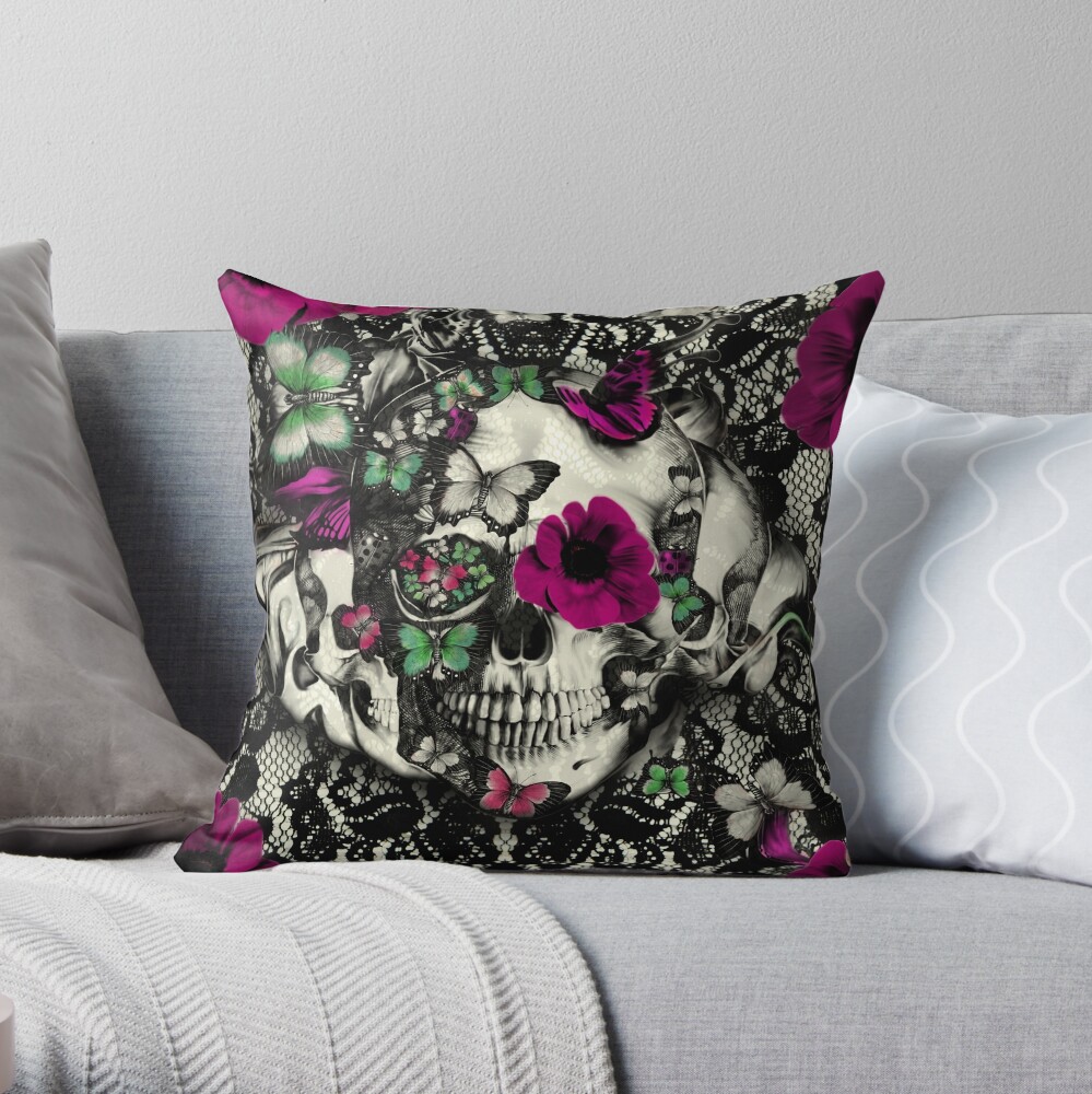 Victorian Gothic Lace Skull Throw Pillow For Sale By Kristypatterson