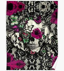 Victorian Gothic Lace skull Poster