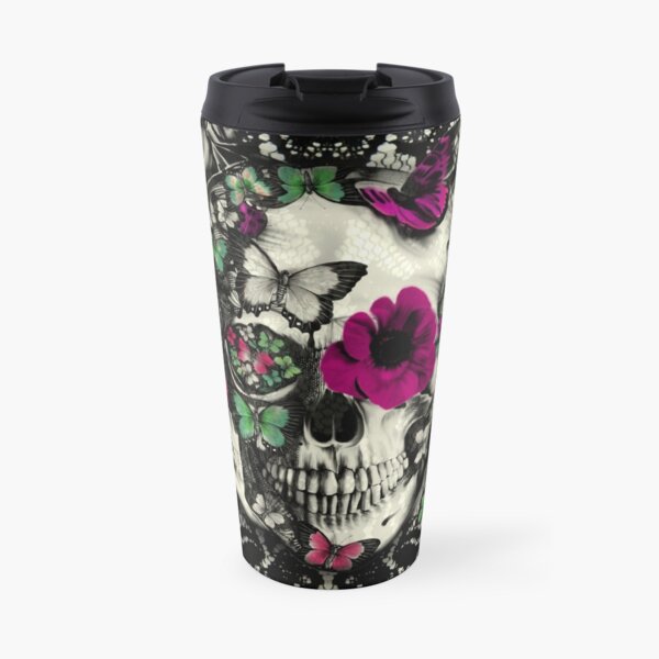 Victorian Gothic Lace skull Travel Coffee Mug