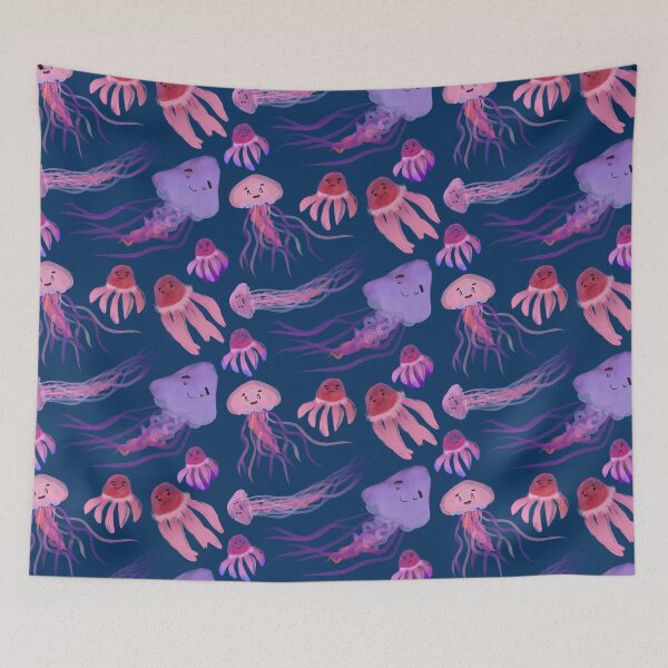 Item preview, Cute Watercolor Jellyfish - Pink and Purple Cartoon designed and sold by TheRainbowRoom.