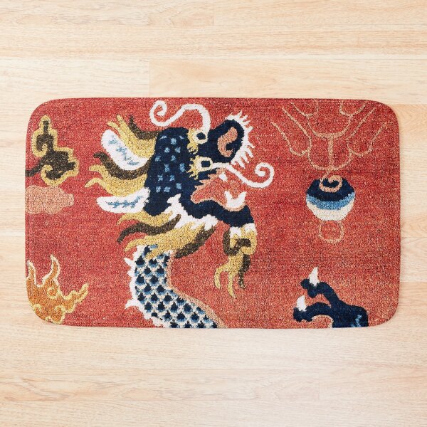 Item preview, Ningxia West China Blue Dragon Pillar Rug Print designed and sold by Vicky Brago-Mitchell®.