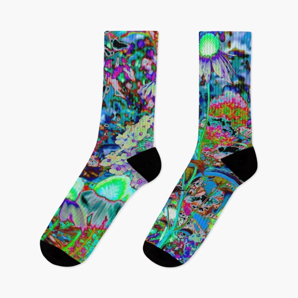 Item preview, Psychedelic Purple and Lime Green Garden Flowers designed and sold by myrubiogarden.