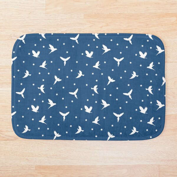 Item preview, Pattern of white birds and stars on a blue background designed and sold by colorofmagic.