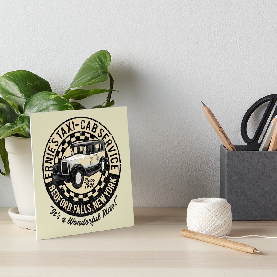 "Ernie's TaxiCab Service Its A Wonderful Life" Art Board Print for Sale by alhern67 Redbubble