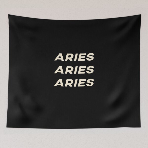 Item preview, Aries Aries Aries Off-White Zodiac Sign Text designed and sold by Cefani Musk.