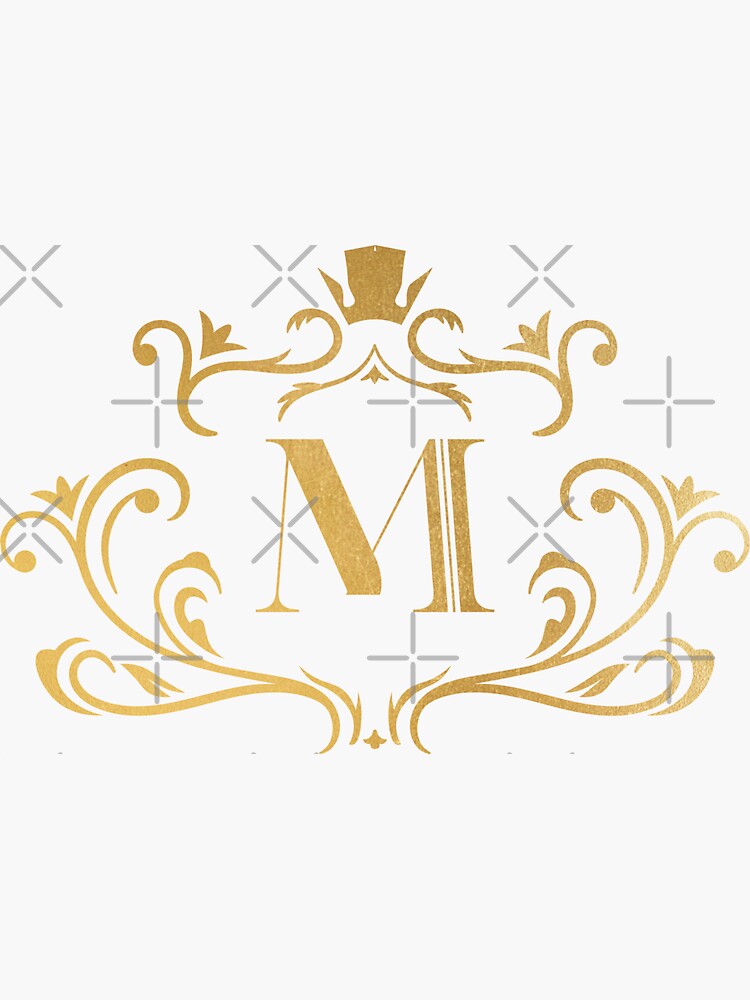 Golden Monogram Crown Initial Letter M Sticker for Sale by taherismail