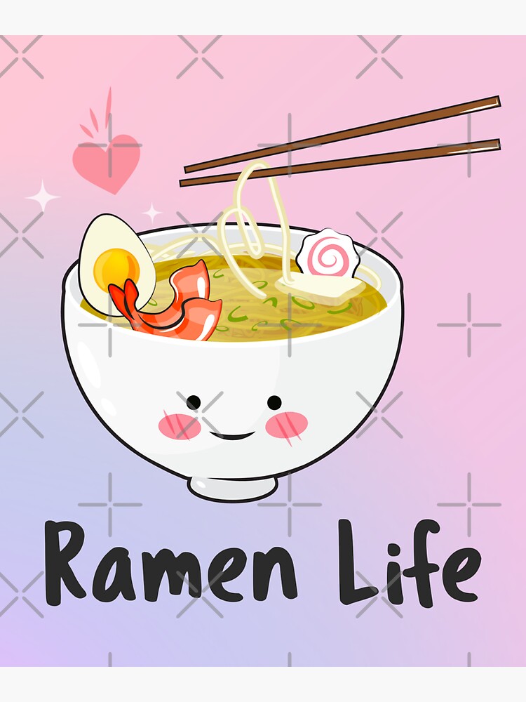 "Kawaii Cute ramen noodles Ramen Life Gift for ramen lover" Sticker for