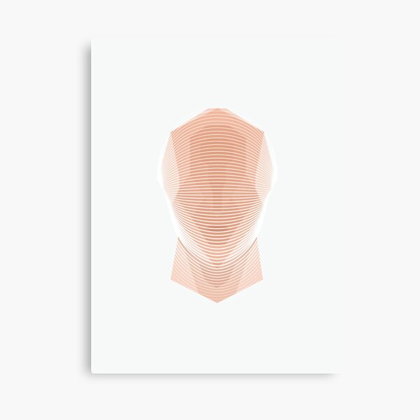 Abstract Orange Face With White Lines Canvas Print