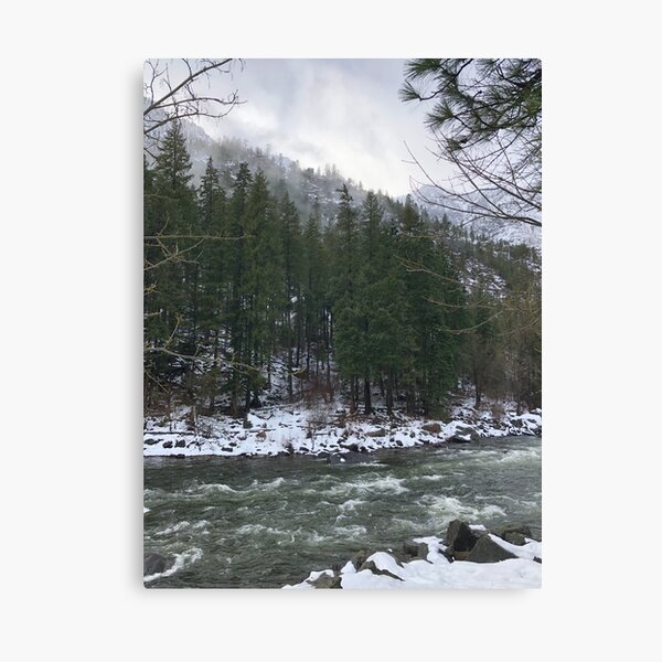 Item preview, Snowy Mountain Trees on a River designed and sold by toohot2trot189.