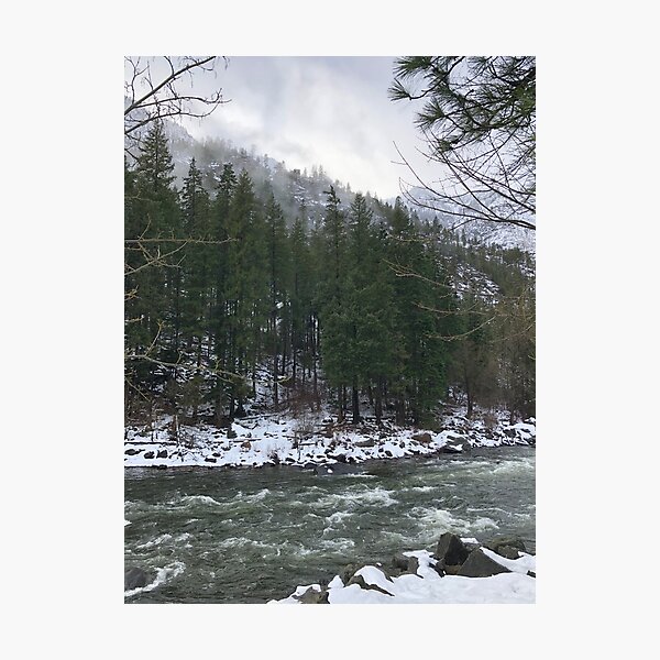 Item preview, Snowy Mountain Trees on a River designed and sold by toohot2trot189.