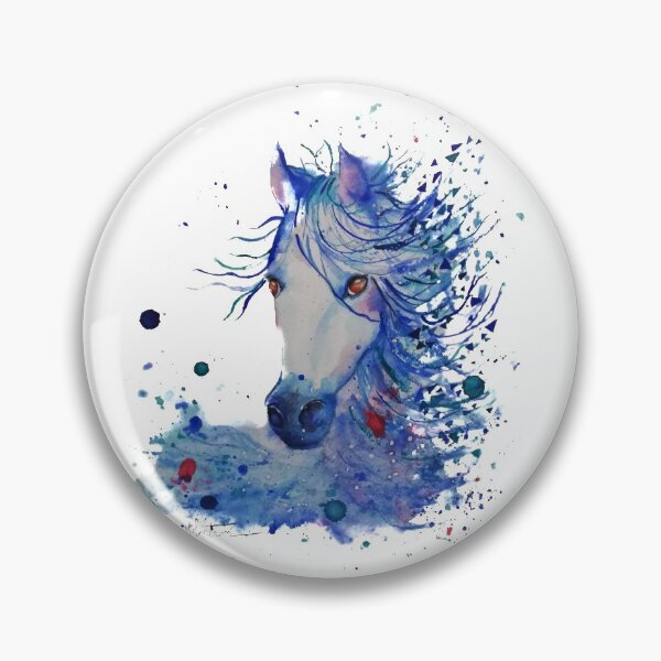 Item preview, Blue watercolor horse graphic pattern designed and sold by Maryse-Montron.