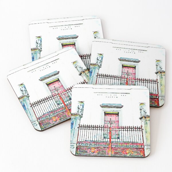 Item preview, Fognano: church facade behind red gate designed and sold by Giuseppe Cocco.