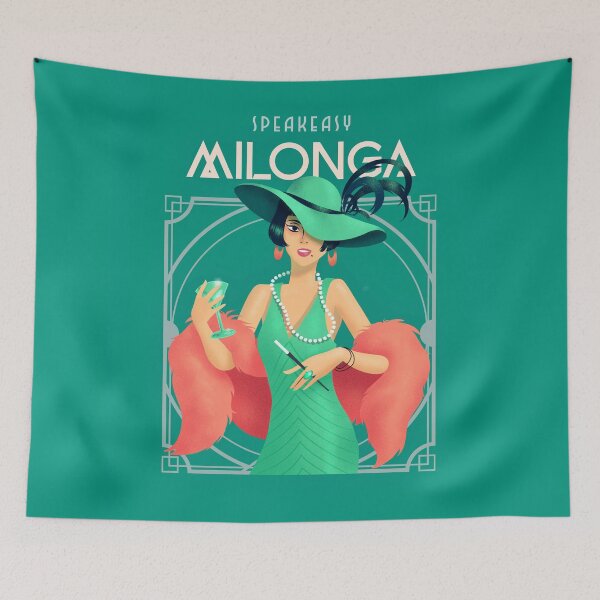 Item preview, Mint Green and Coral Art Deco Flapper Speakeasy Milonga designed and sold by infinitetango.