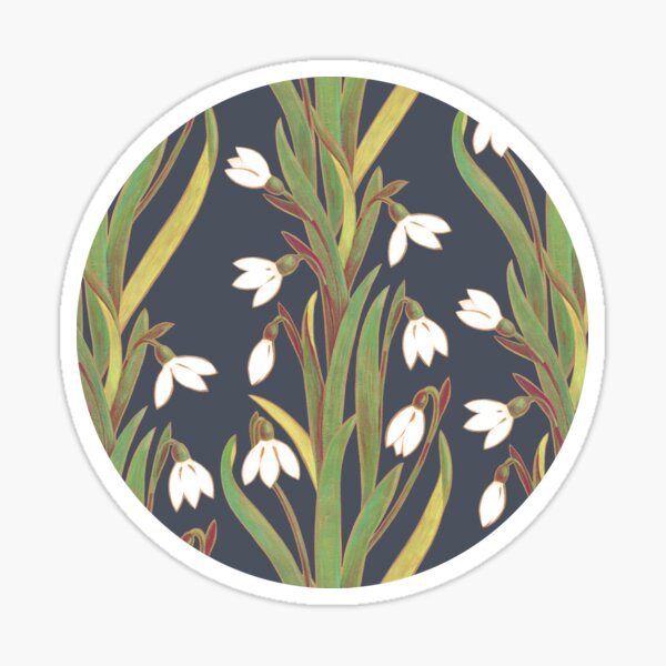 Item preview, snowdrop flower pattern black designed and sold by Maria Khersonets.