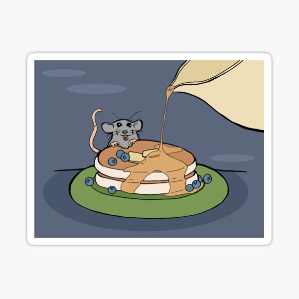 Cute Mouse is a Big Fan of Breakfast, Specifically Pancakes Sticker