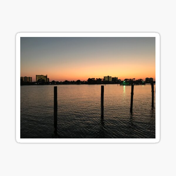 Sunset over the lagoon Sticker