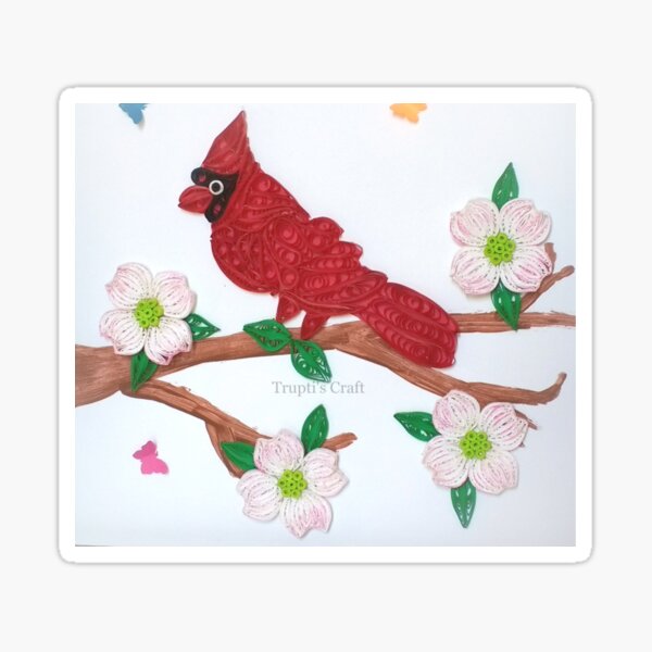 Paper Quilling Cardinal Sticker