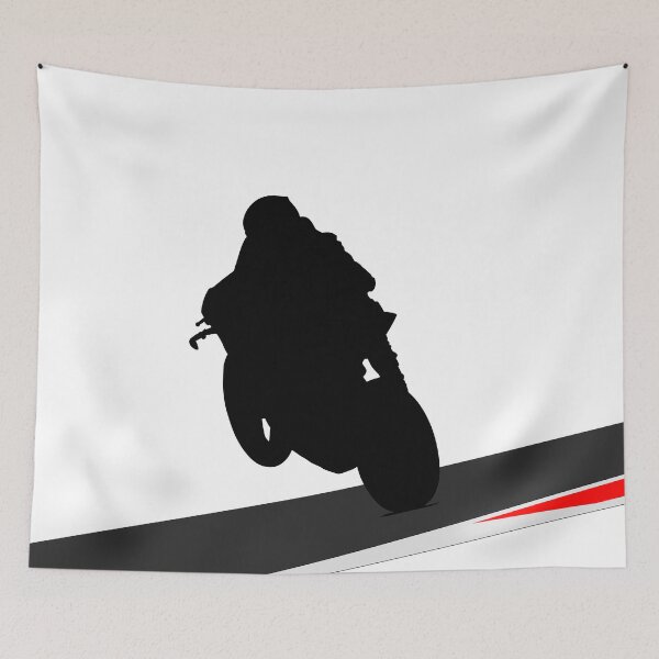 Item preview, Motorcycle cyclist, Moto GP Superbike biker on the race track, ISLE OF MAN, Irish Road Racing, Road Races in the curve, turn slide. Race track with yellow safety sideline. designed and sold by Marcin Adrian.