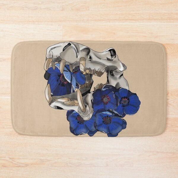 Item preview, Hippo Skull With Blue Flowers designed and sold by TheArtsyHippo.