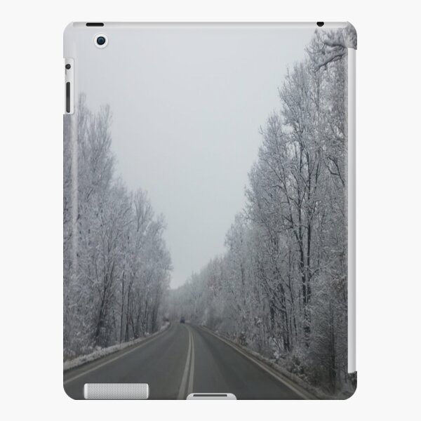 The highway among the snow covered trees iPad Snap Case