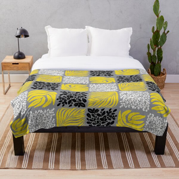 Item preview, Cuadrados botánicos modernos // Amarillo y gris designed and sold by Dottadesigns.