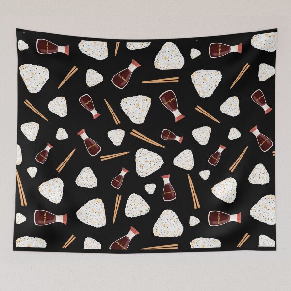 Item preview, Japanese Food Pattern - Onigiri, Soy Sauce and Chopsticks designed and sold by onepiconetreat.