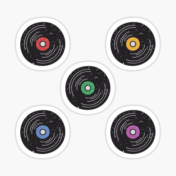 Artikel-Vorschau von Rock and Roll Regenbogen Vinyl Album Vintage Plattenaufkleber Pack, designt und verkauft von 12BarTees.