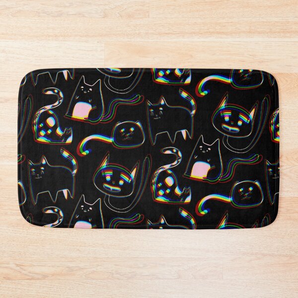 Item preview, Cute Digital Glitch Cats - Rainbow Cartoon on Black designed and sold by TheRainbowRoom.