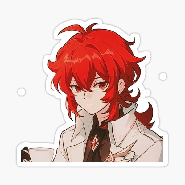 Diluc trinkt eine Tasse Tee HOHE QUALITÄT Sticker