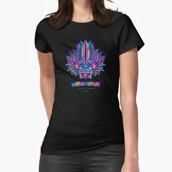Garayaka Mask - Traditional art sri lanka - Thambapanni Fitted T-Shirt