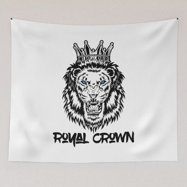 Item preview, Angry roaring male lion head with mane and royal crown designed and sold by Ristinga.